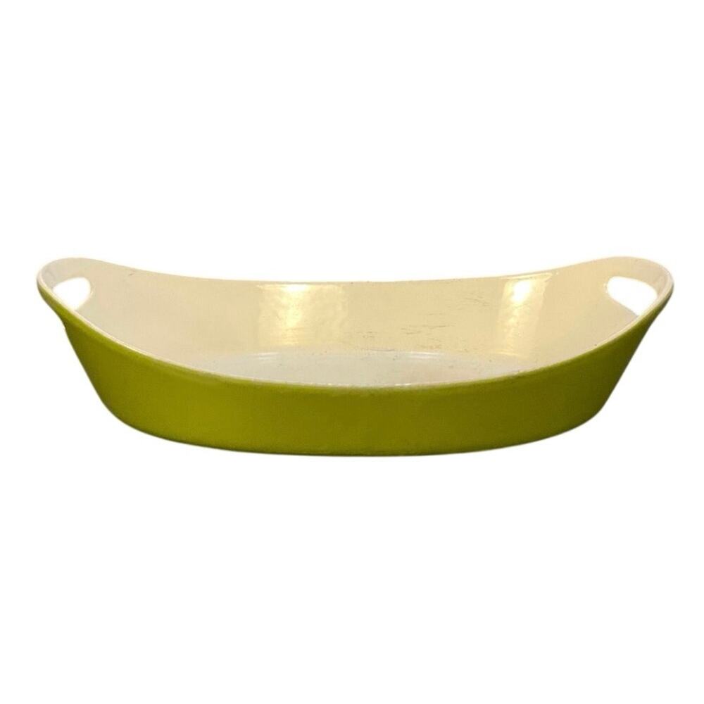 Vintage COPCO Michael Lax Green Enamel Cast Iron Oval Baker Denmark MCM
